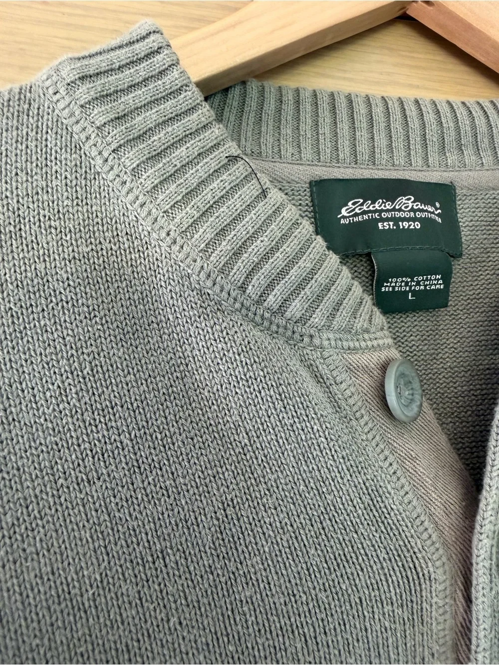 Eddie Bauer Men's Sage Button-Neck Crew Sweater Cotton / Spring '09